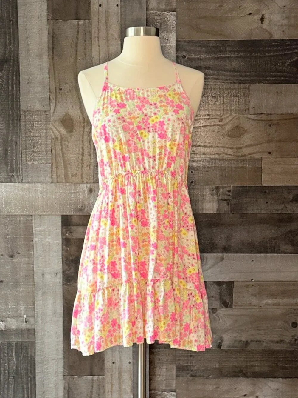 The Children's Place neon floral dress girl size 16 summer vacation garden party